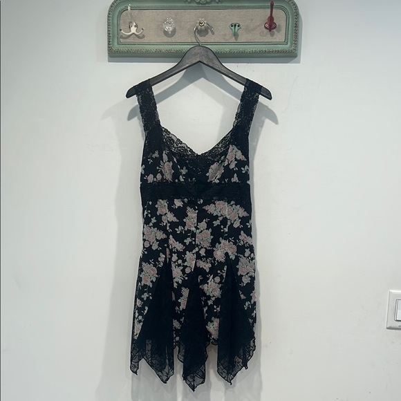 Rare Current Mood Dolls Kill Black Floral Lace Chiffon Mini Slip Dress medium - Picture 1 of 6